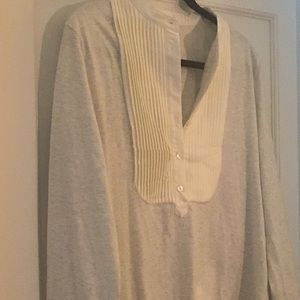 J Crew grey Henley with tuxedo details